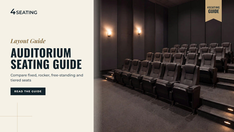Tiered rows of Seatcraft Montago commercial movie seats on carpeted risers with step lights and wall sconces in an auditorium