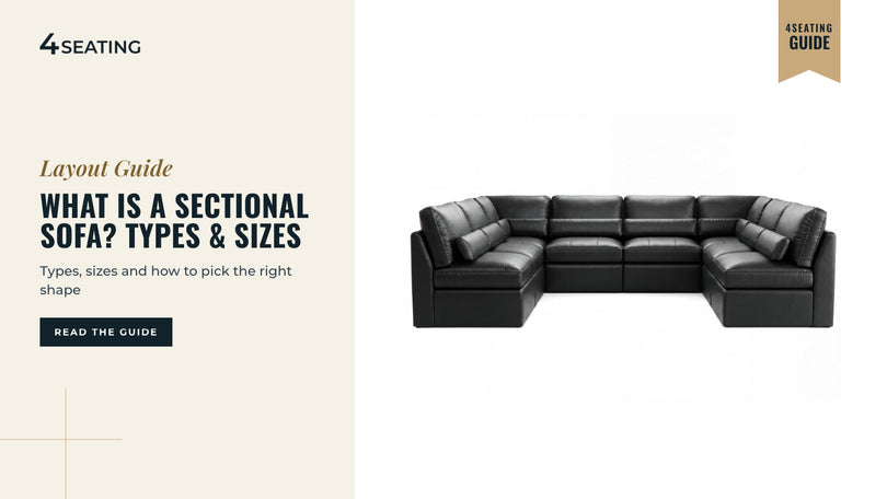 Seatcraft Wilshire Lounge U-shaped modular sectional sofa in black leather, clean studio shot