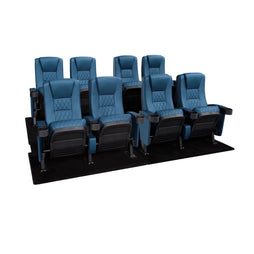 Seatcraft Madrigal 2 Row Home Theater Seats and Riser Package, Vinyl, Blue