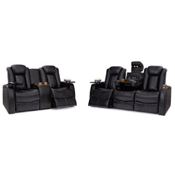 Seatcraft Omega Sofa & Loveseat Leather Gel, Powered Headrest, Power Recline, Black or Brown