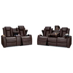 Seatcraft Omega Sofa & Loveseat Leather Gel, Powered Headrest, Power Recline, Black or Brown