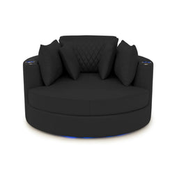 Swivel Cuddle Seat Italian Leather Media Room Furniture