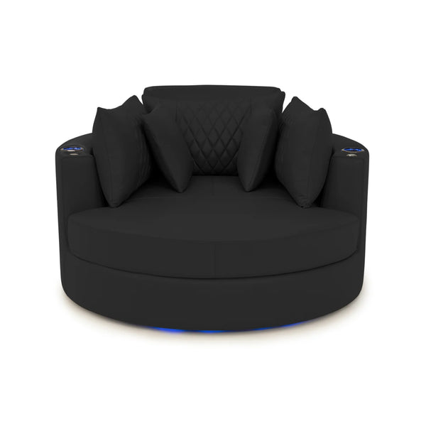 Swivel Cuddle Seat Italian Leather Media Room Furniture