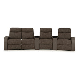 Rialto Italian Leather & Fabric Wedge Console Home Theater Seating