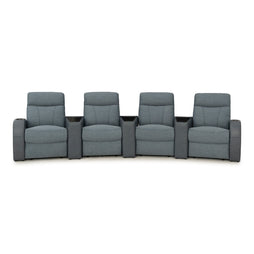 Rialto Italian Leather & Fabric Wedge Console Home Theater Seating