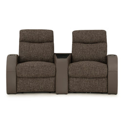 Rialto Italian Leather & Fabric Wedge Console Home Theater Seating