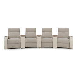 Rialto Italian Leather & Fabric Wedge Console Home Theater Seating