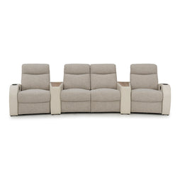 Rialto Italian Leather & Fabric Wedge Console Home Theater Seating