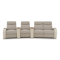 Rialto Italian Leather & Fabric Wedge Console Home Theater Seating