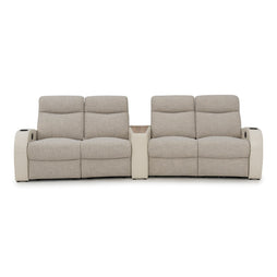 Rialto Italian Leather & Fabric Wedge Console Home Theater Seating