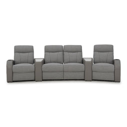 Rialto Italian Leather & Fabric Wedge Console Home Theater Seating