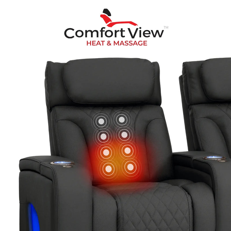 Luminis 365 HeatZeroᵀᴹ Big & Tall Leather Home Theater Seating in Ebony - Heat & Massage