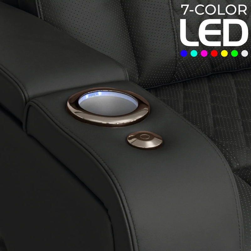 Luminis 365 HeatZeroᵀᴹ Big & Tall Multimedia Loveseat in Ebony - 7-Color LED Cupholders