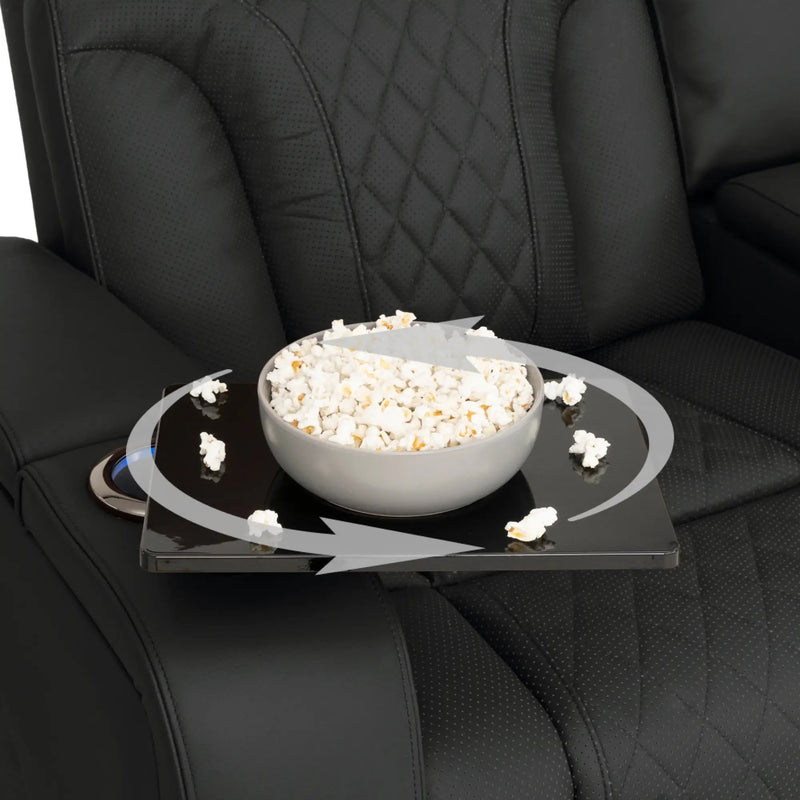 Luminis 365 HeatZeroᵀᴹ Big & Tall Multimedia Loveseat in Ebony - Swivel Tray Table