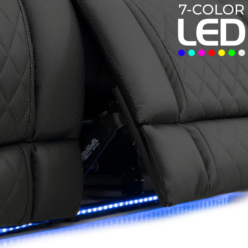 Luminis 365 HeatZeroᵀᴹ Big & Tall Multimedia Sofa & Loveseat in Ebony - 7-Color LED Baselights