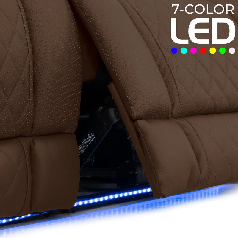 Luminis 365 HeatZeroᵀᴹ Big & Tall Multimedia Sofa in Chestnut - 7-Color LED Baselights
