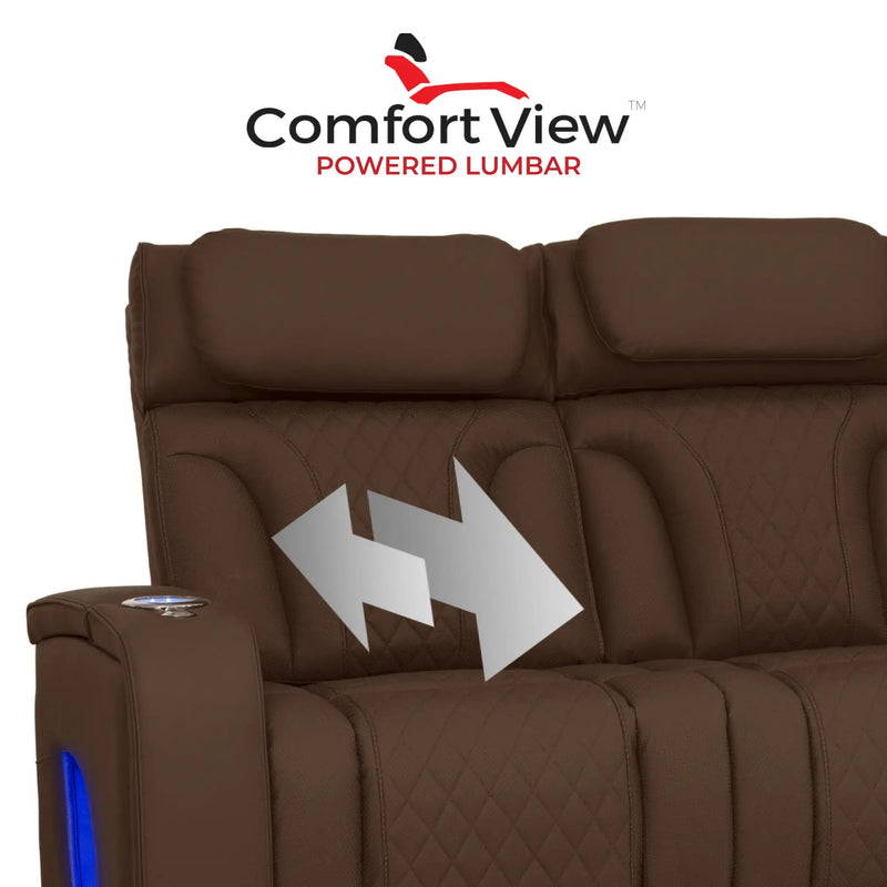 Luminis 365 HeatZeroᵀᴹ Big & Tall Multimedia Sofa in Chestnut - Adjustable Power Lumbar
