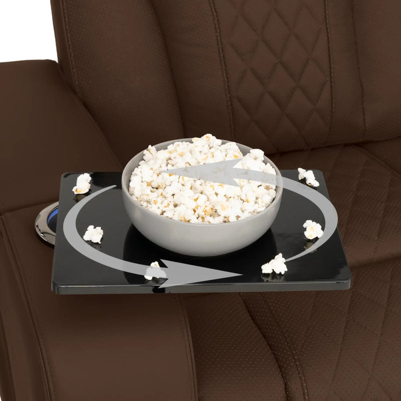 Luminis 365 HeatZeroᵀᴹ Big & Tall Multimedia Sofa in Chestnut - Swivel Tray Table