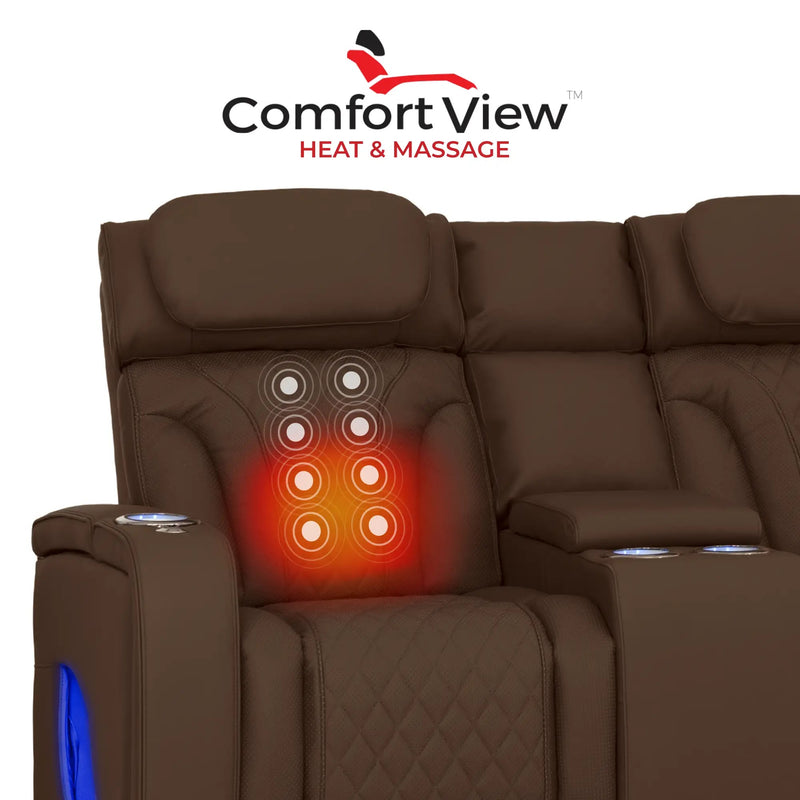 Luminis 365 Leather Home Theater Loveseat in Chestnut - Heat & Massage