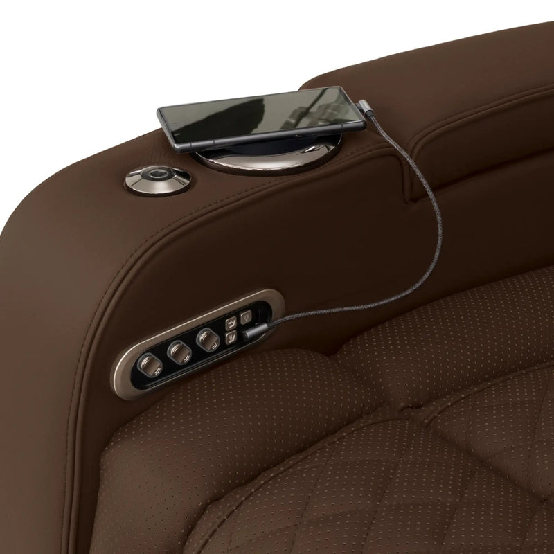 Luminis 365 Leather Home Theater Loveseat in Chestnut - USB-A / USB-C Charging Ports