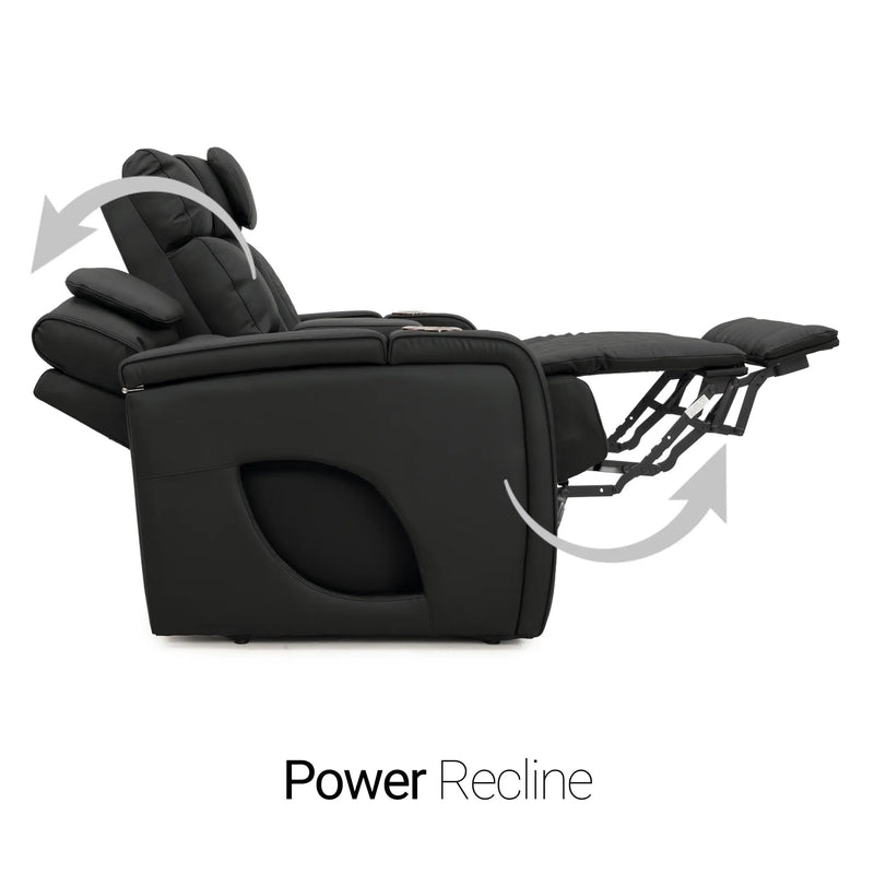 Luminis 365 Leather Home Theater Loveseat in Ebony - Power Recline