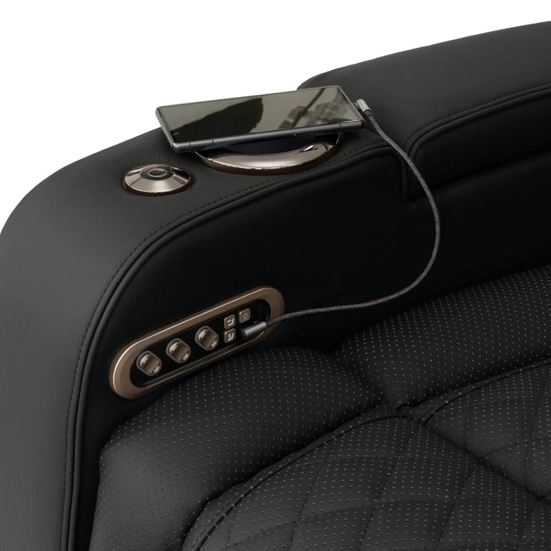 Luminis 365 Leather Home Theater Loveseat in Ebony - USB-A / USB-C Charging Ports