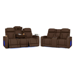 Luminis 365 Leather Home Theater Sofa & Loveseat in Chestnut