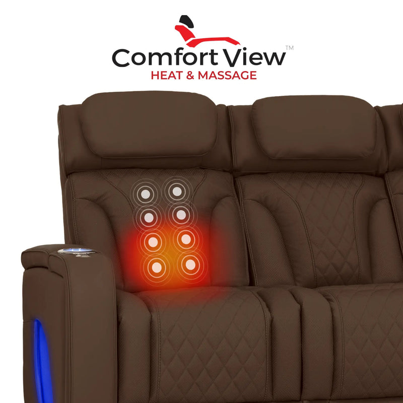 Luminis 365 Leather Home Theater Sofa & Loveseat in Chestnut - Heat & Massage