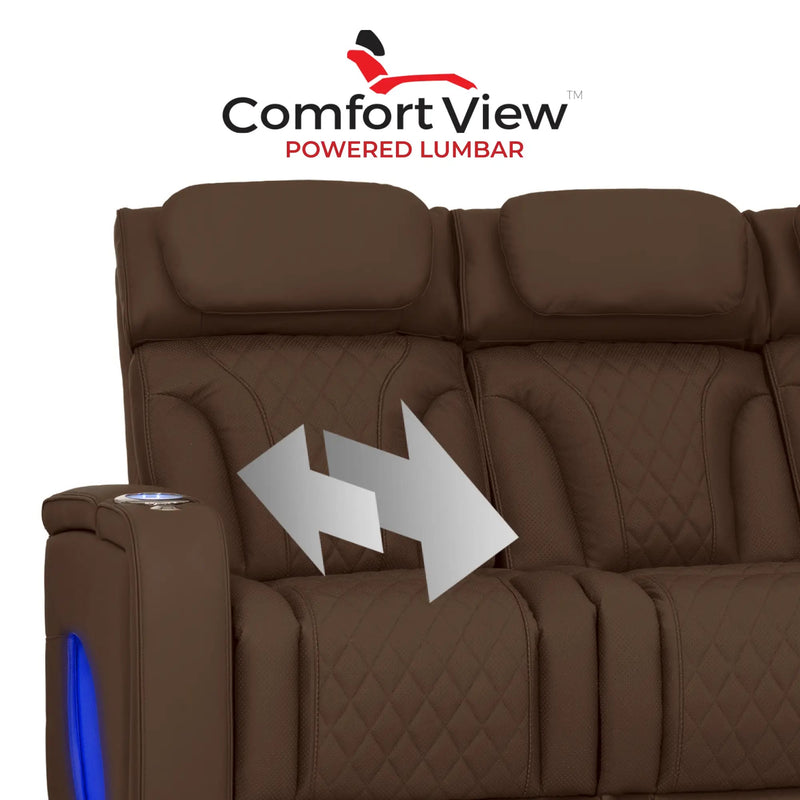 Luminis 365 Leather Home Theater Sofa & Loveseat in Chestnut - Adjustable Power Lumbar