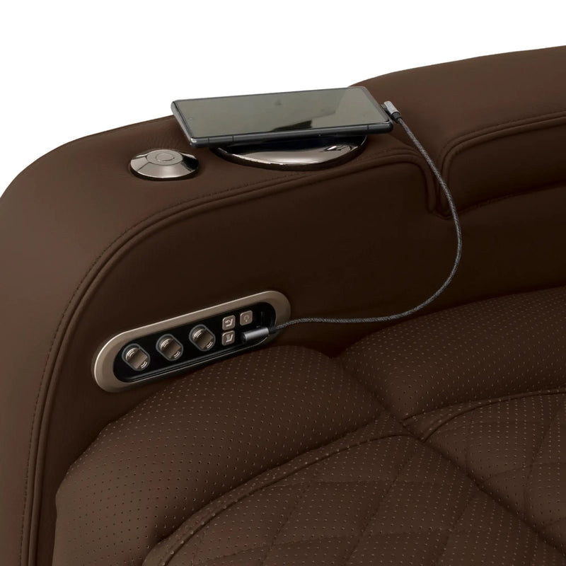 Luminis 365 Leather Home Theater Sofa & Loveseat in Chestnut - USB-A / USB-C Charging Ports