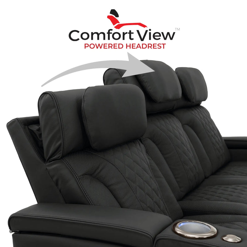 Luminis 365 Leather Home Theater Sofa & Loveseat in Ebony - Adjustable Power Headrest