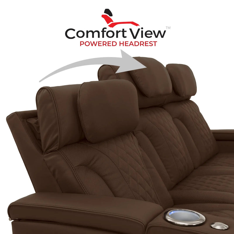 Luminis 365 Leather Home Theater Sofa in Chestnut - Adjustable Power Headrest