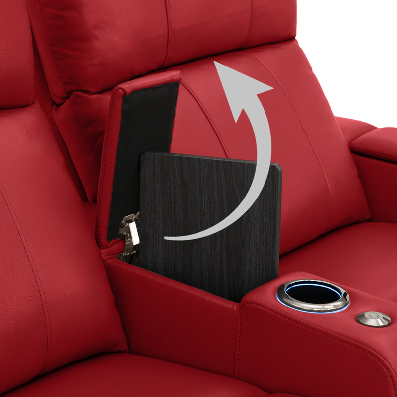 Hidden In-Arm Storage Armrests of this seat open