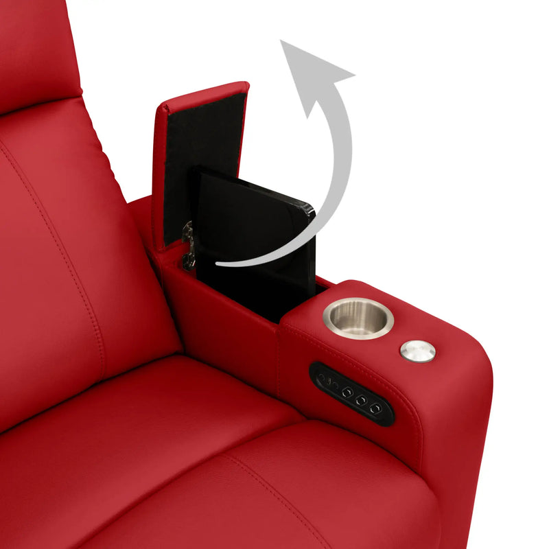 Hidden In-Arm Storage Armrests of this seat open