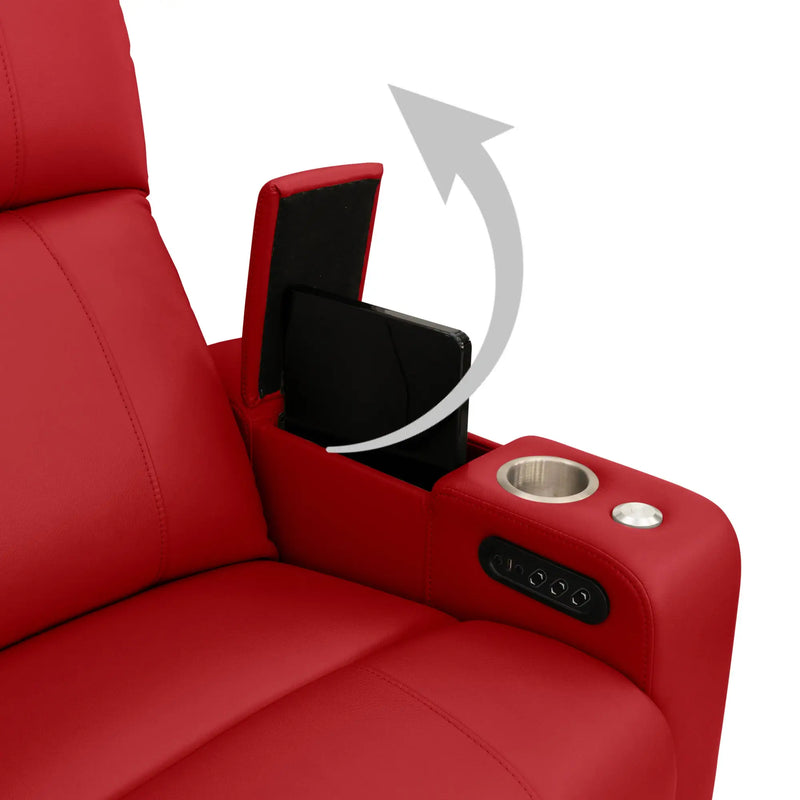 Hidden In-Arm Storage Armrests of this seat open
