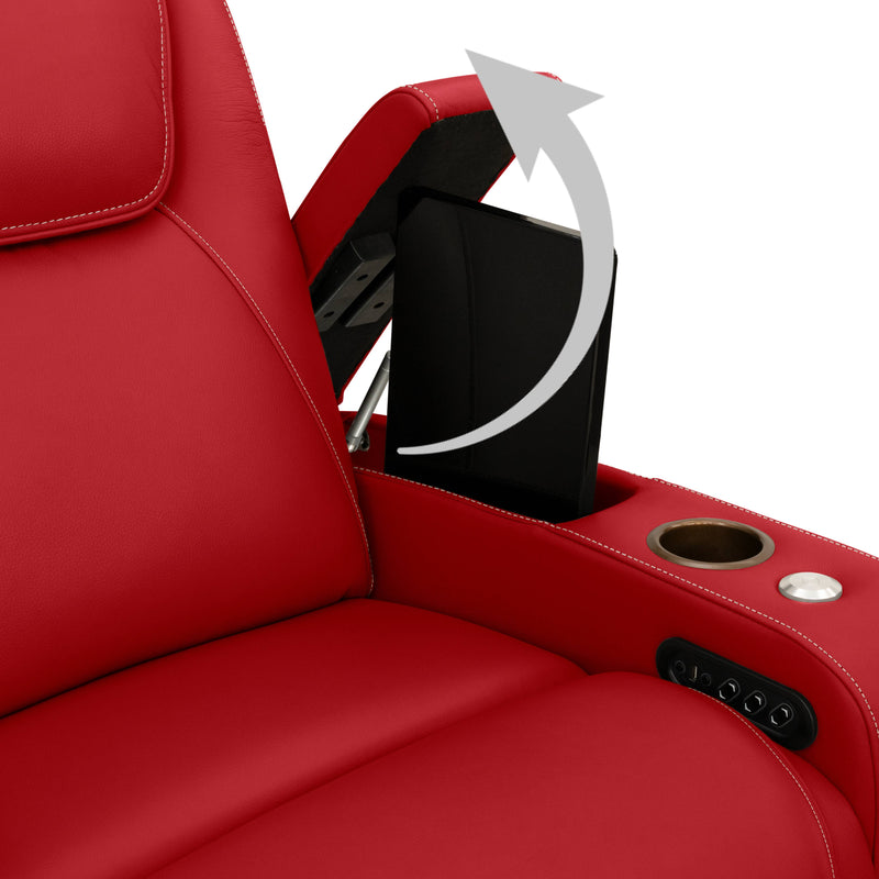 Hidden In-Arm Storage Armrests of this seat open