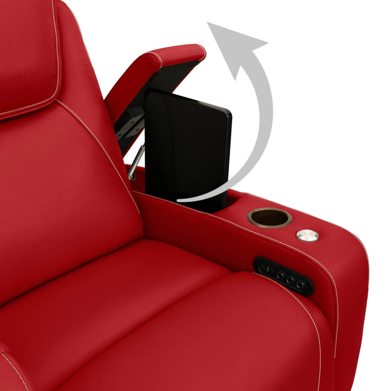 Hidden In-Arm Storage Armrests of this seat open