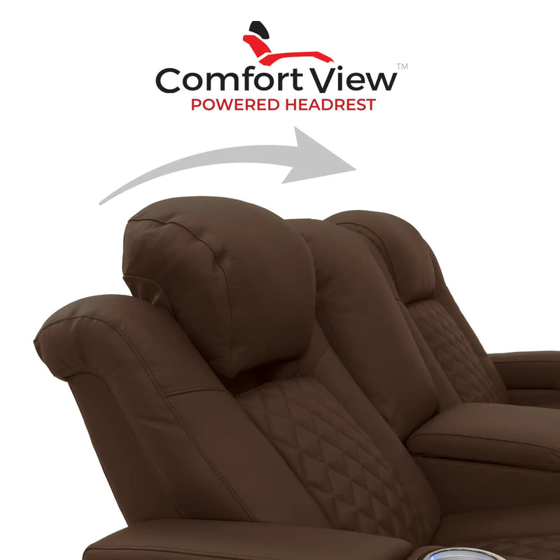 Virtuoso 365 HeatZeroᵀᴹ Leather Media Room Loveseat in Chestnut - Adjustable Power Headrest