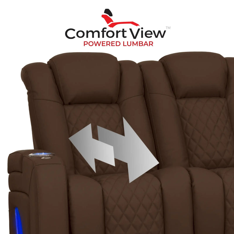 Virtuoso 365 HeatZeroᵀᴹ Leather Media Room Sofa in Chestnut - Adjustable Power Lumbar