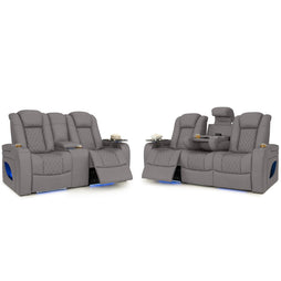 Gray Anthem LT HeatZeroᵀᴹ Italian Leather Home Theater Sofa & Loveseat
