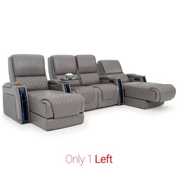 Apex Chaise Gray Row of 4 Home Theater Seating