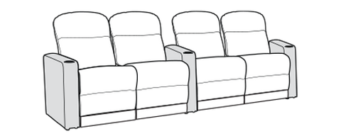 Row of 4 Dual Loveseats 118.5"
