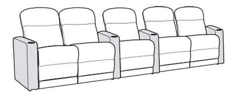 Row of 5 Dual Loveseats 151.0"