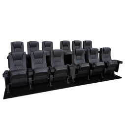 Seatcraft Madrigal 2 Row Home Theater Seats and Riser Package, Vinyl, Black