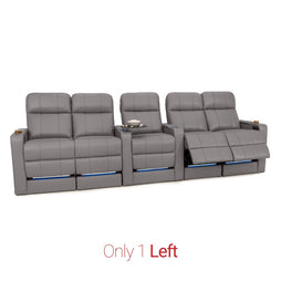 Monterey Gray Italian Leather BACKROW Theater Seating® Row of 5 Dual Loveseats