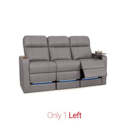 Monterey Gray Italian Leather BACKROW Theater Seating® Row of 3 Sofa