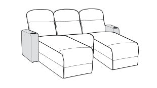 Row of 3 Sofa w/ Outside Chaises 95.0"