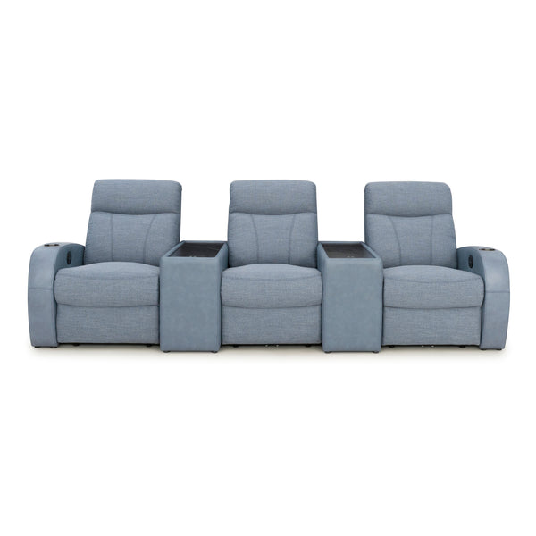 Rialto Italian Leather & Fabric Console Table Home Theater Seating