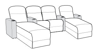 Row of 4 Middle Loveseat and Outside Chaises 132.0"