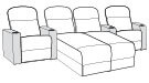 Row of 4 Middle Loveseat and Dual Chaises 120.0"